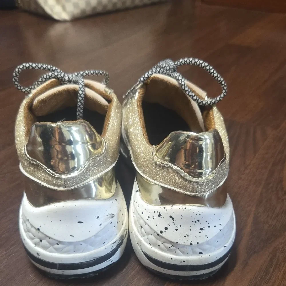 Stylish Gold and Cream Women's Sneakers